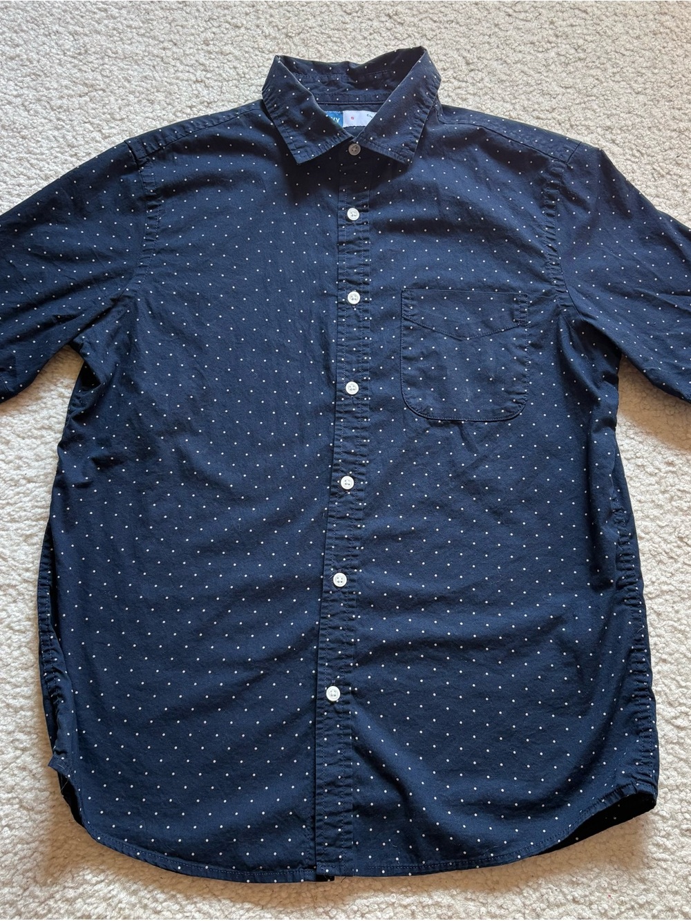 Old Navy Navy Button-Down Shirt with Small Dot Print